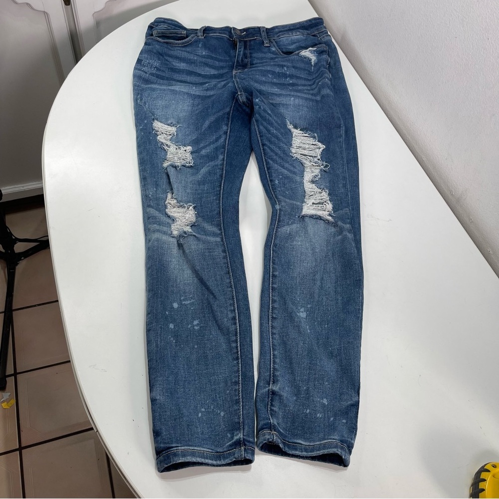 Judy Blue Skinny Fit Jeans Women 13/31 Blue Denim Stretch Distressed JB88197